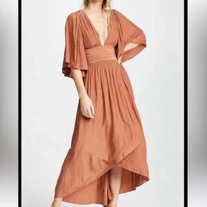 Ramy Brook NWT Kinsie Terracotta Long Gorgeous Silky Dress